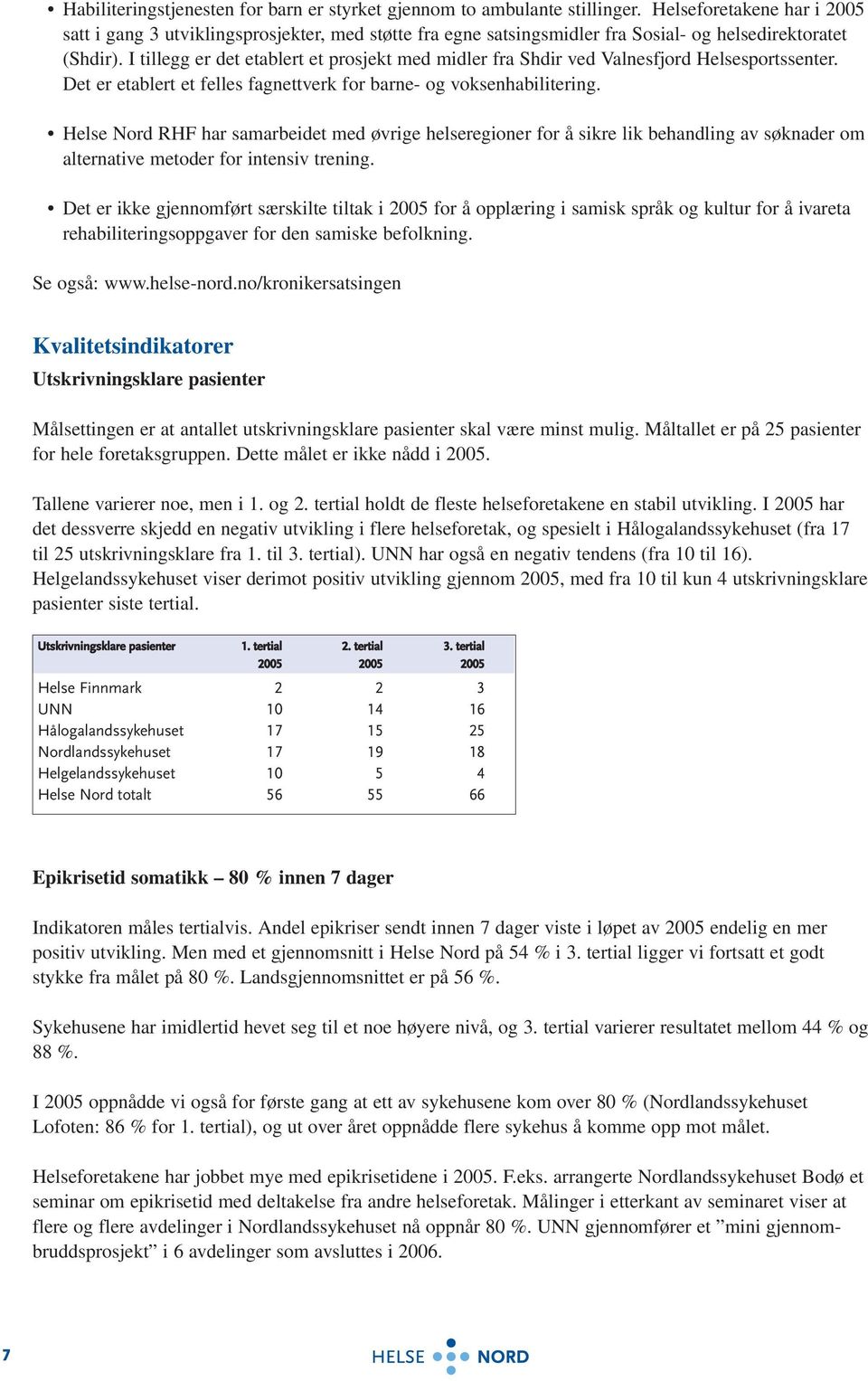 I tillegg er det etablert et prosjekt med midler fra Shdir ved Valnesfjord Helsesportssenter. Det er etablert et felles fagnettverk for barne- og voksenhabilitering.