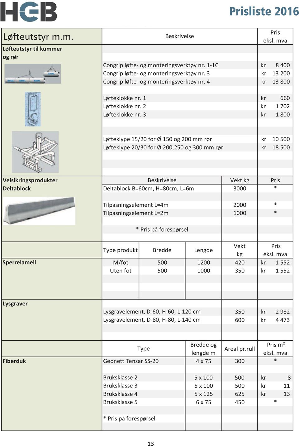 mva kr 8 400 kr 13 200 kr 13 800 kr 660 kr 1 702 kr 1 800 Løfteklype 15/20 for Ø 150 og 200 mm rør Løfteklype 20/30 for Ø 200,250 og 300 mm rør kr 10 500 kr 18 500 Veisikringsprodukter Beskrivelse