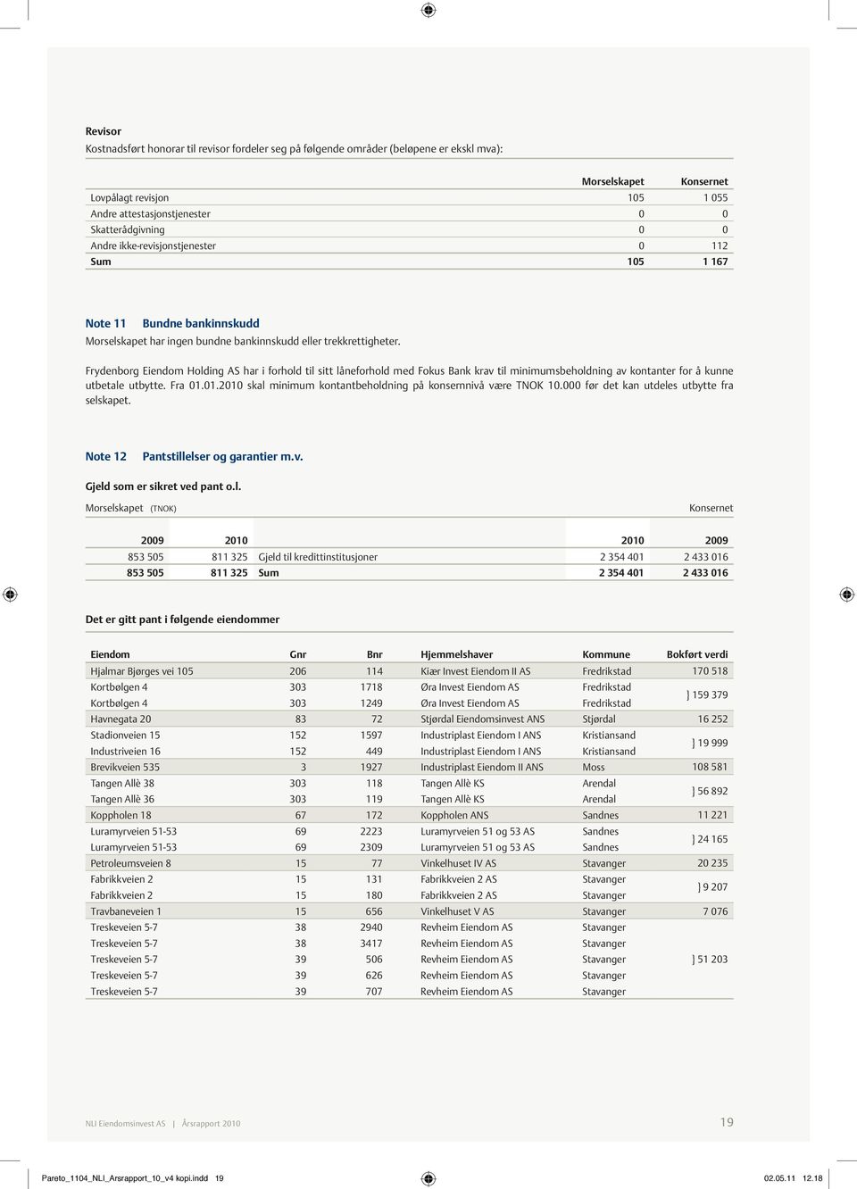 Frydenborg Eiendom Holding AS har i forhold til sitt låneforhold med Fokus Bank krav til minimumsbeholdning av kontanter for å kunne utbetale utbytte. Fra 01.