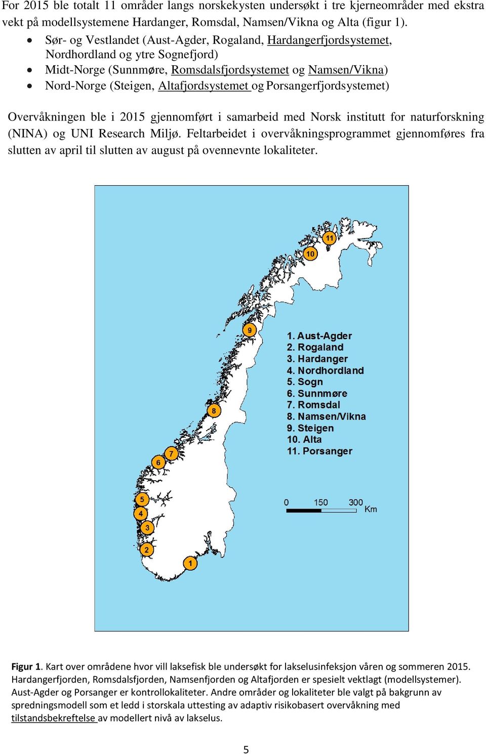 og Porsangerfjordsystemet) Overvåkningen ble i 205 gjennomført i samarbeid med Norsk institutt for naturforskning (NINA) og UNI Research Miljø.