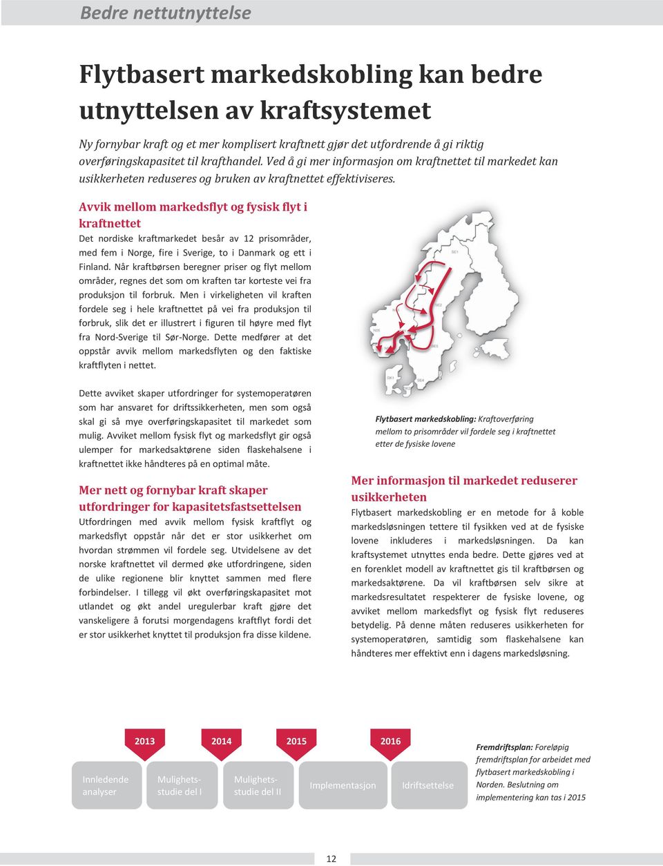 Avvik mellom markedsflyt og fysisk flyt i kraftnettet Det nordiske kraftmarkedet besår av 12 prisområder, med fem i Norge, fire i Sverige, to i Danmark og ett i Finland.