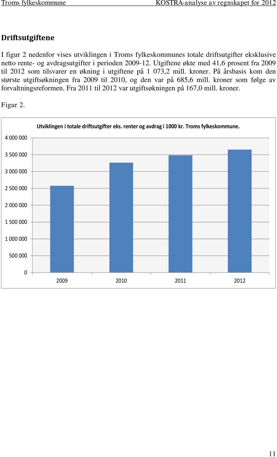 På årsbasis kom den største utgiftsøkningen fra 29 til 21, og den var på 685,6 mill. kroner som følge av forvaltningsreformen.