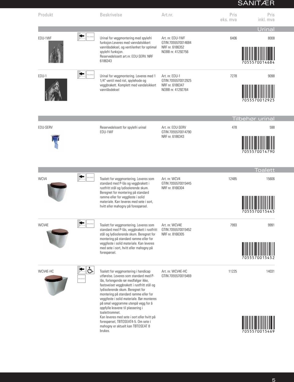 Leveres med 1 1/4" ventil med rist, spylehode og veggbrakett. Komplett med vandalsikkert vannlåsdeksel Art. nr. EDU-1 GTIN 7055570012925 NRF nr. 6186347 NOBB nr.