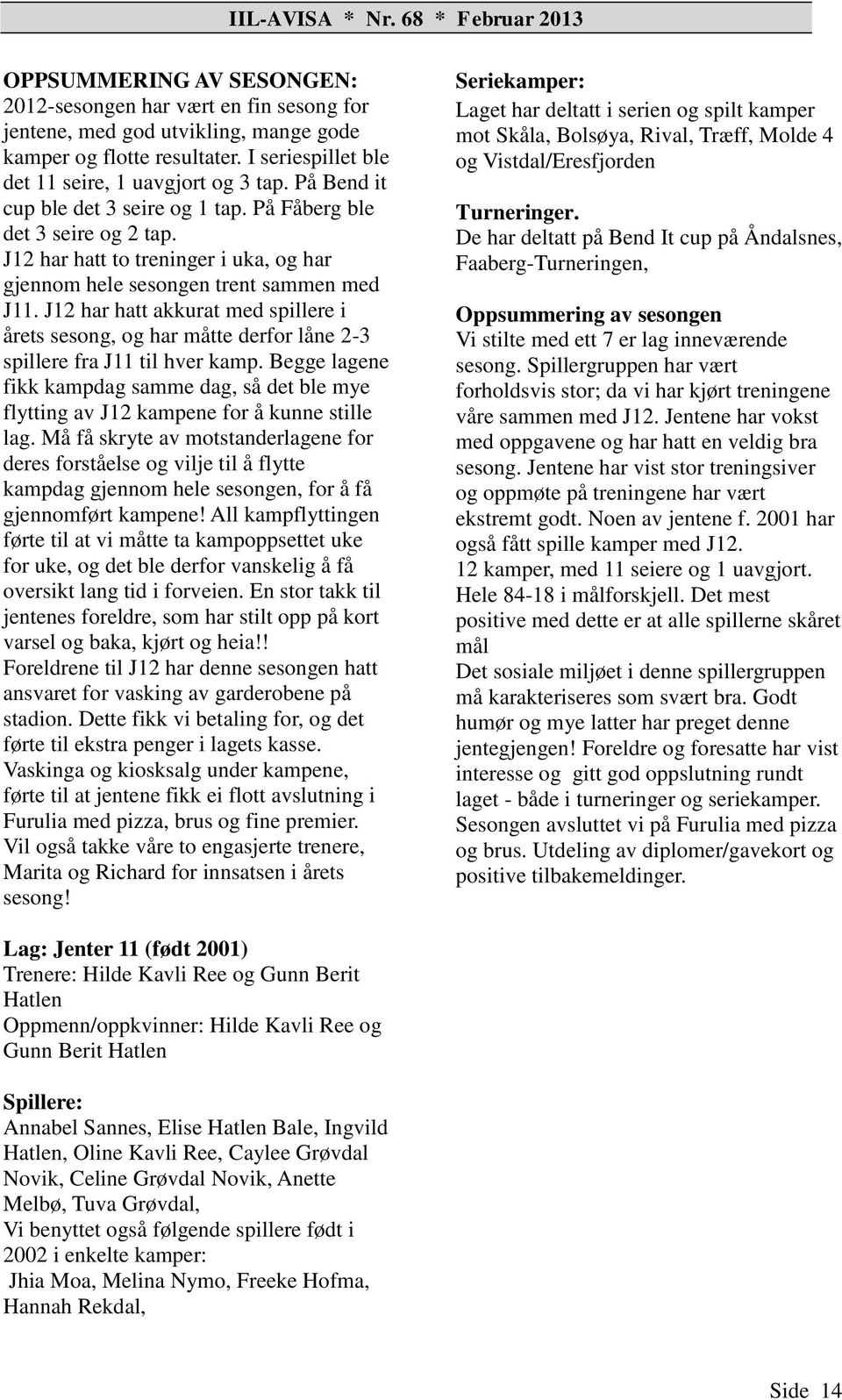 J12 har hatt akkurat med spillere i årets sesong, og har måtte derfor låne 2-3 spillere fra J11 til hver kamp.