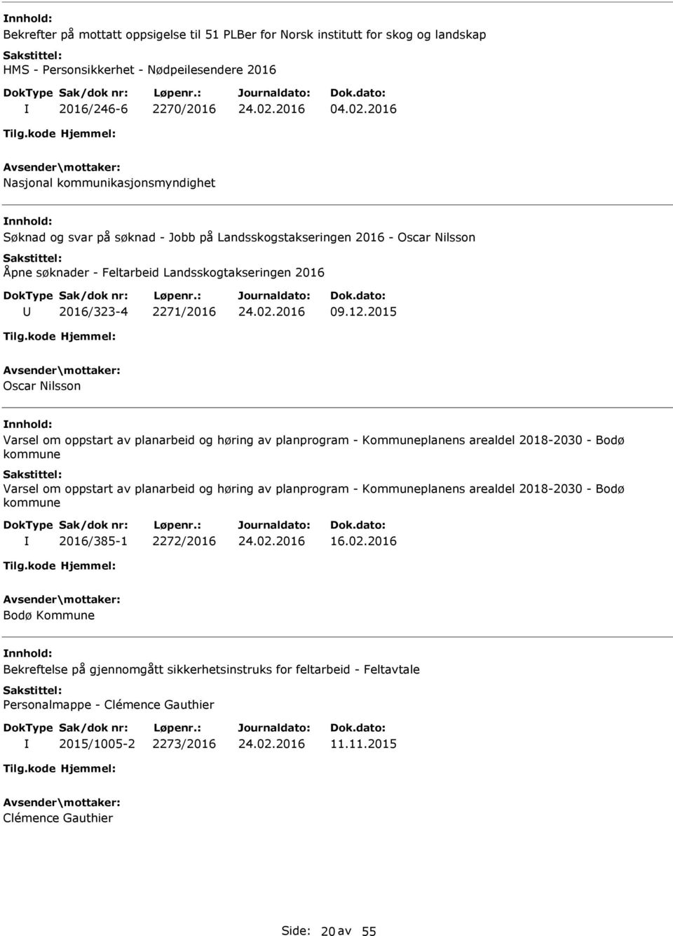 2015 Oscar Nilsson Varsel om oppstart av planarbeid og høring av planprogram - Kommuneplanens arealdel 2018-2030 - Bodø kommune Varsel om oppstart av planarbeid og høring av planprogram -