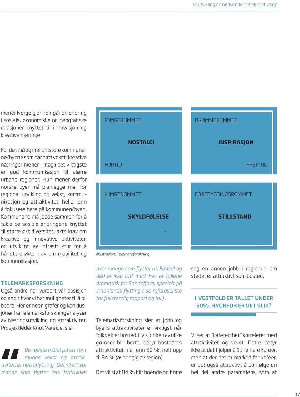 Hun mener derfor norske byer må planlegge mer for regional utvikling og vekst, kommunikasjon og attraktivitet, heller enn å fokusere bare på kommunen/byen.