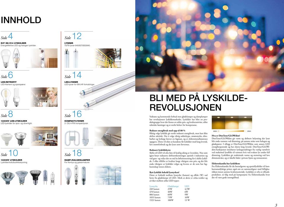 BLI MED PÅ LYSKILDE- REVOLUSJONEN Vedtatte og kommende forbud mot glødelamper og damplamper har revolusjonert lyskildemarkedet.