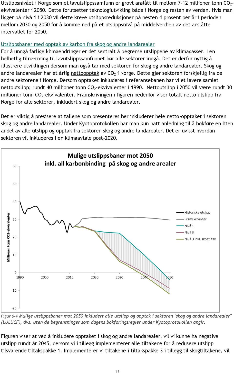 intervallet for 2050. Utslippsbaner med opptak av karbon fra skog og andre landarealer For å unngå farlige klimaendringer er det sentralt å begrense utslippene av klimagasser.