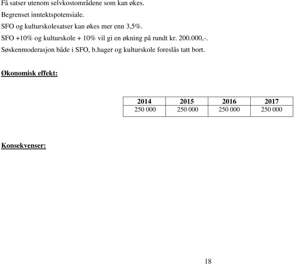 SFO og kulturskolesatser kan økes mer enn 3,5%.