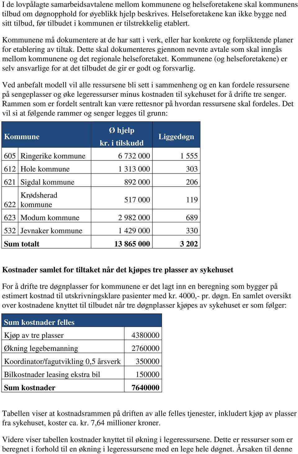 Kommunene må dokumentere at de har satt i verk, eller har konkrete og forpliktende planer for etablering av tiltak.