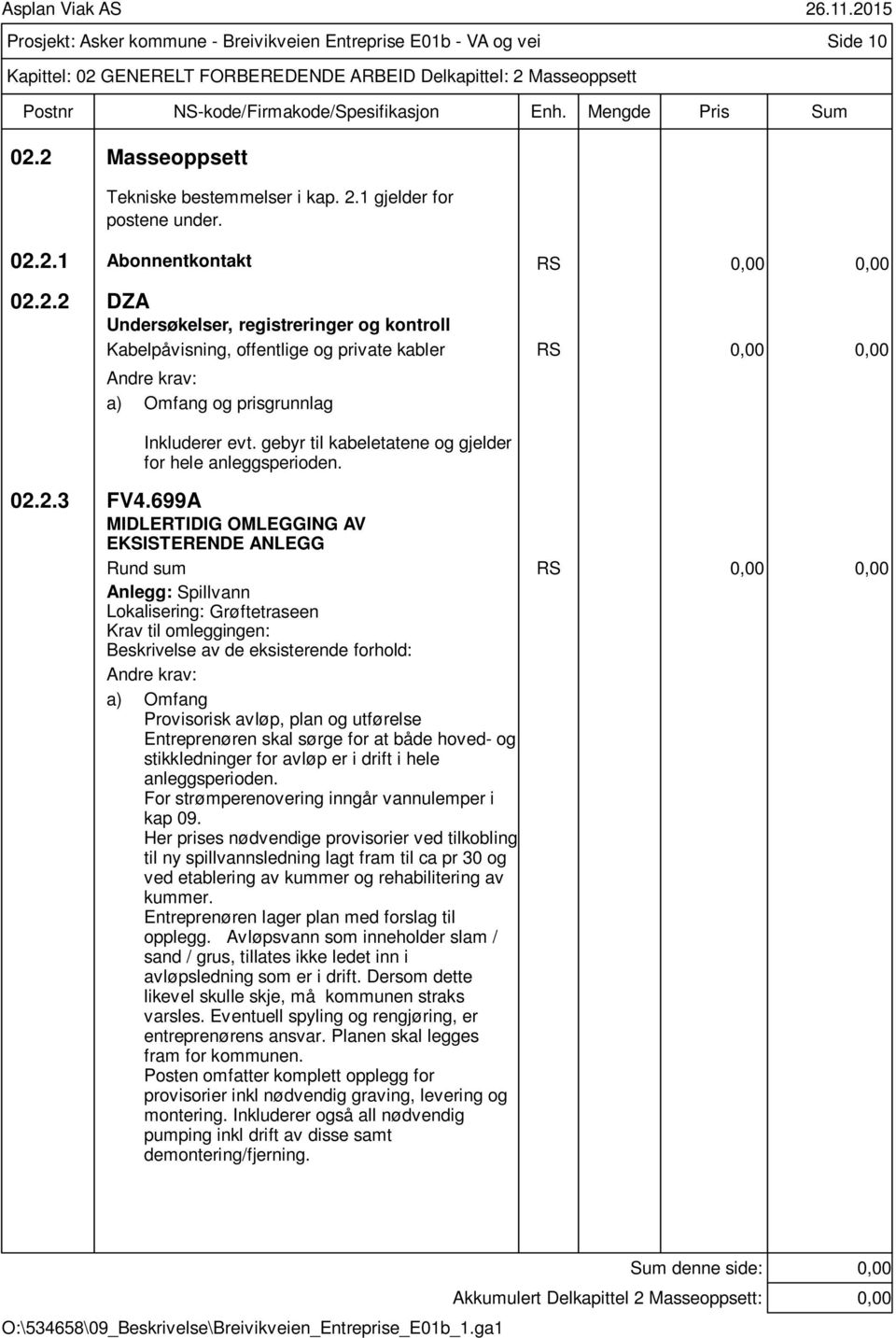 gebyr til kabeletatene og gjelder for hele anleggsperioden. 02.2.3 FV4.