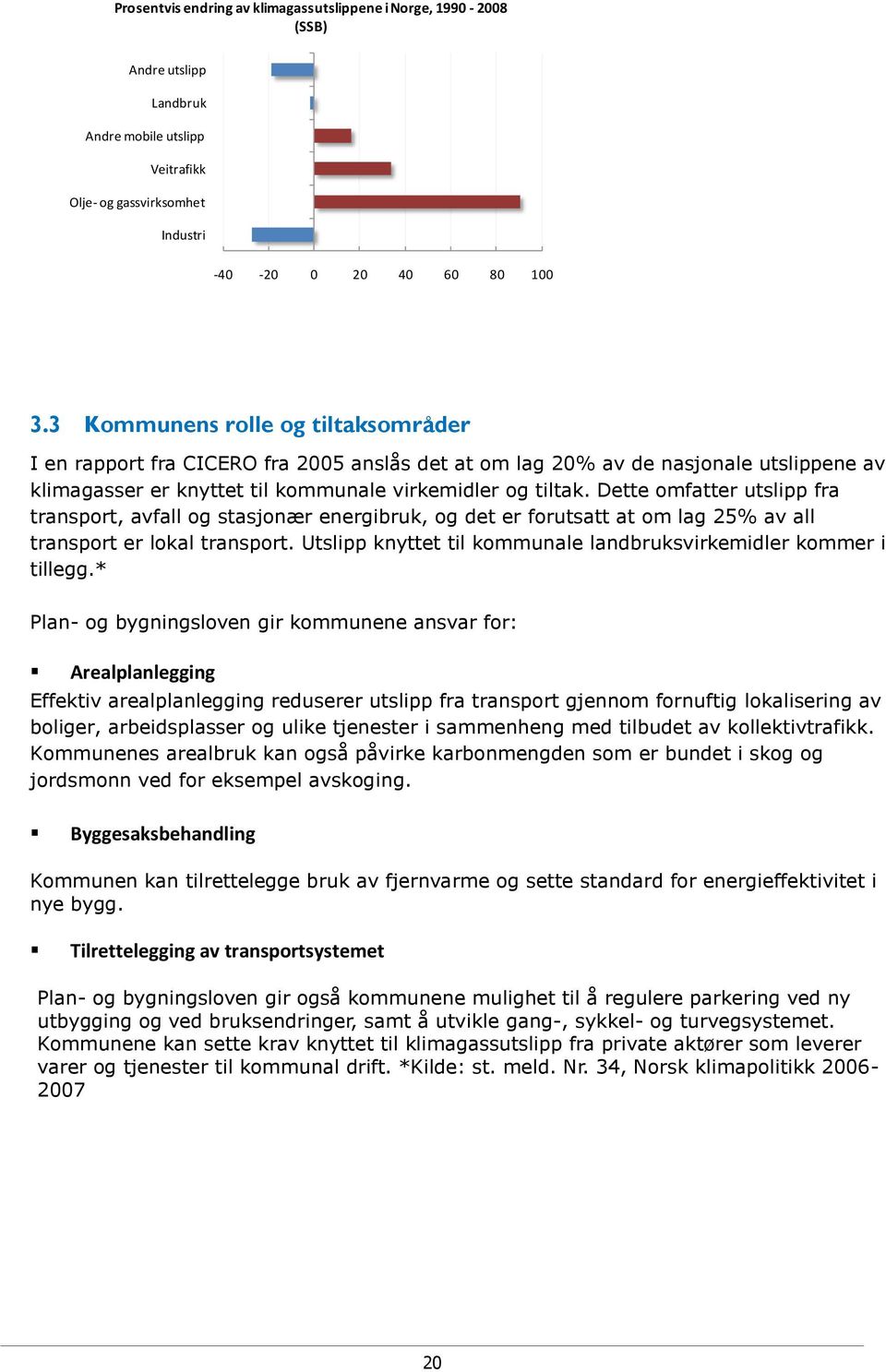 Dette omfatter utslipp fra transport, avfall og stasjonær energibruk, og det er forutsatt at om lag 25% av all transport er lokal transport.