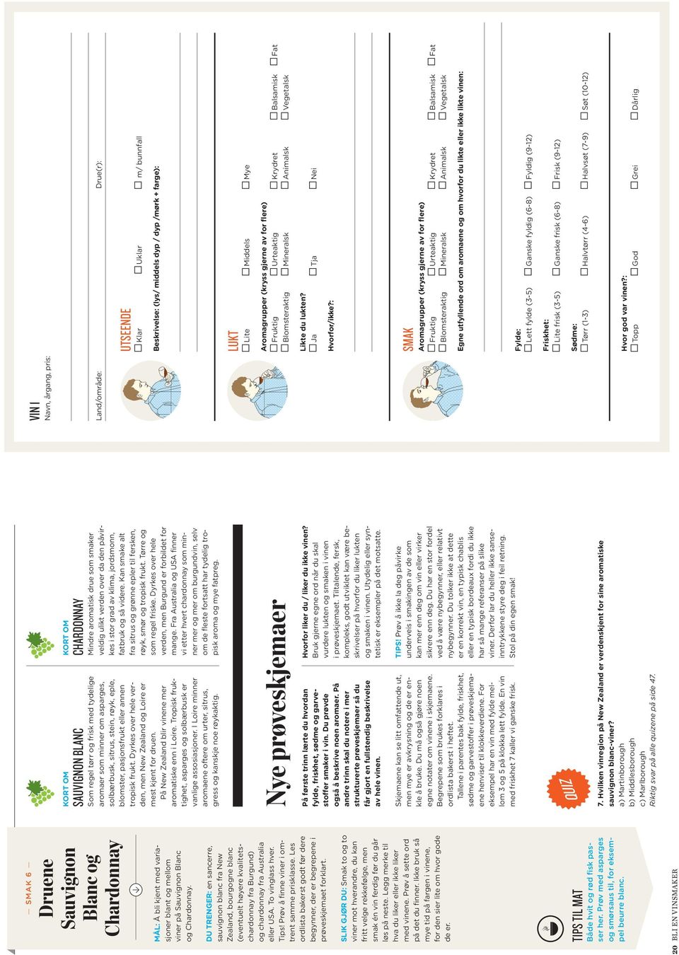 Prøv å finne viner i omtrent samme prisklasse. Les ordlista bakerst godt før dere begynner, der er begrepene i prøveskjemaet forklart.