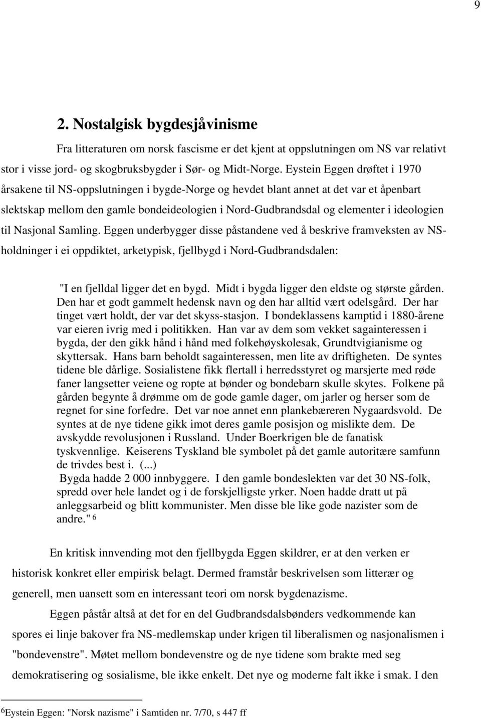 ideologien til Nasjonal Samling.