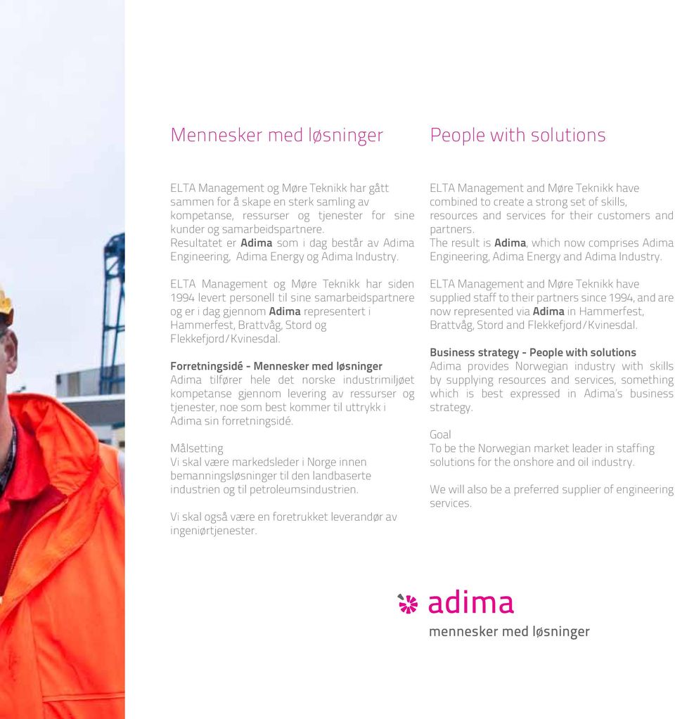 ELTA Management og Møre Teknikk har siden 1994 levert personell til sine samarbeidspartnere og er i dag gjennom Adima representert i Hammerfest, Brattvåg, Stord og Flekkefjord/Kvinesdal.