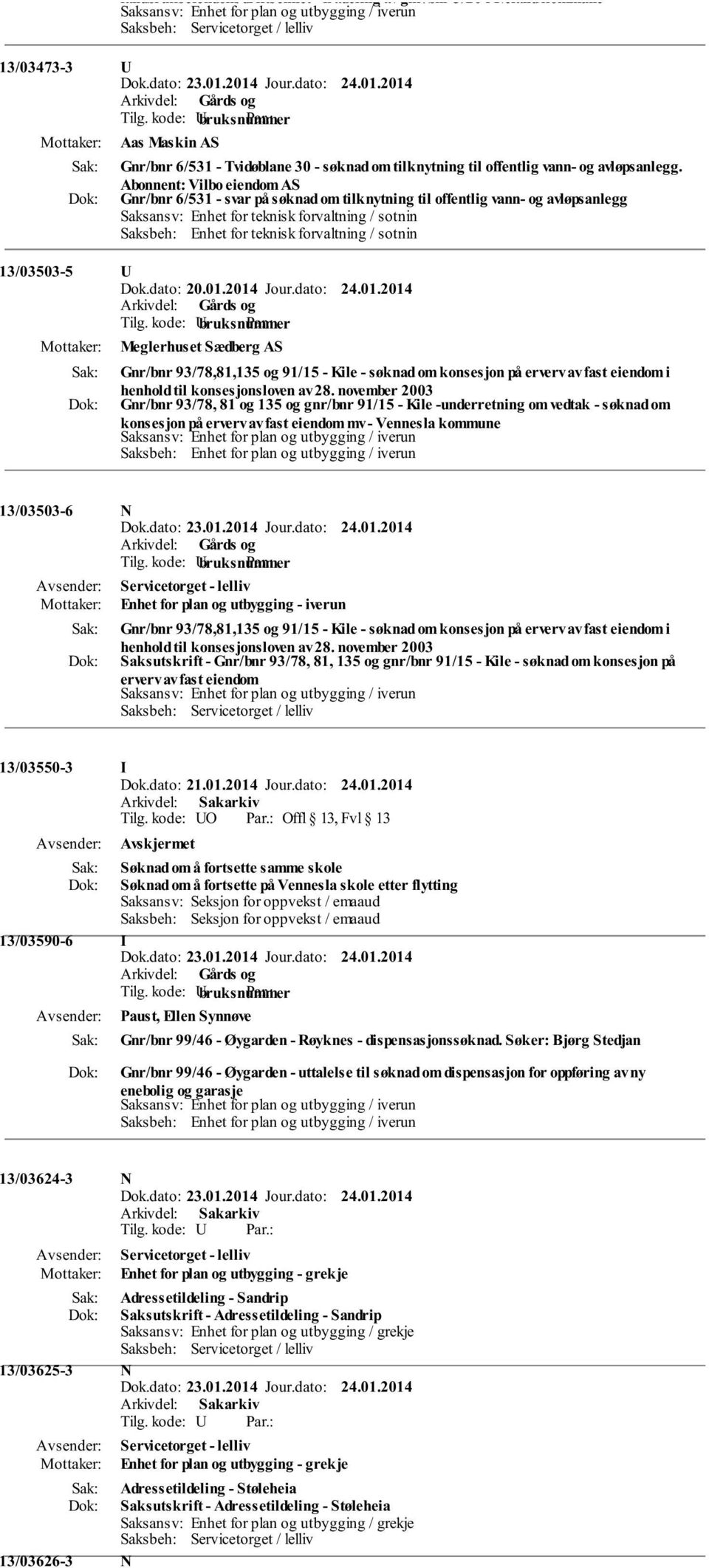 sotnin 13/03503-5 U Dok.dato: 20.01.2014 Jour.dato: 24.01.2014 Meglerhuset Sædberg AS Gnr/bnr 93/78,81,135 og 91/15 - Kile - søknad om konsesjon på erverv av fast eiendom i henhold til konsesjonsloven av 28.