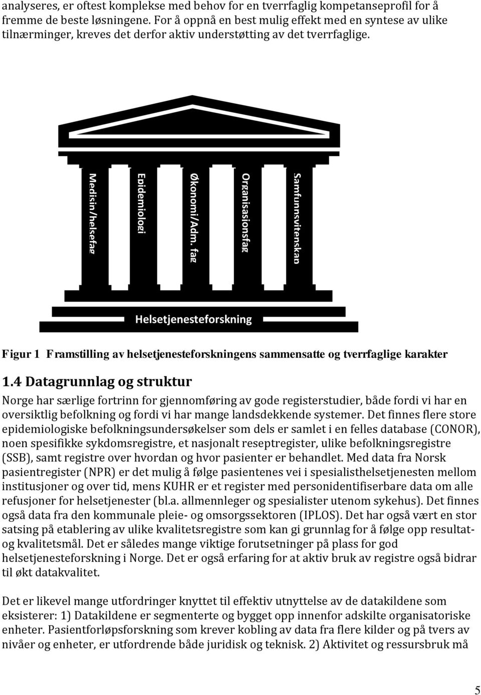 Helsetjenesteforskning Figur 1 Framstilling av helsetjenesteforskningens sammensatte og tverrfaglige karakter 1.