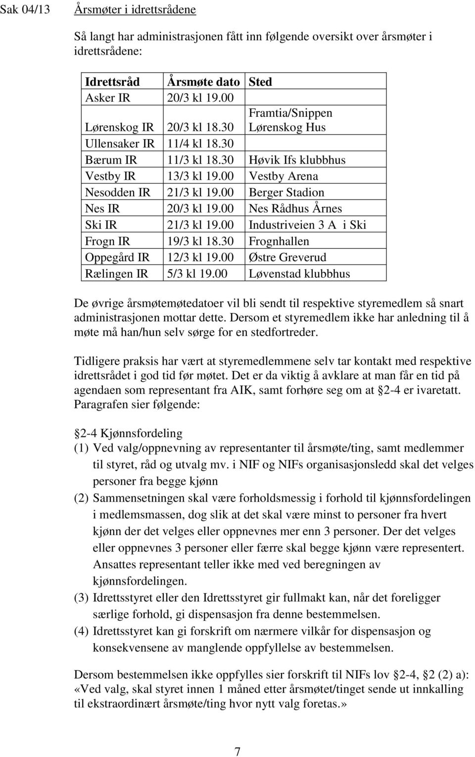 00 Berger Stadion Nes IR 20/3 kl 19.00 Nes Rådhus Årnes Ski IR 21/3 kl 19.00 Industriveien 3 A i Ski Frogn IR 19/3 kl 18.30 Frognhallen Oppegård IR 12/3 kl 19.00 Østre Greverud Rælingen IR 5/3 kl 19.