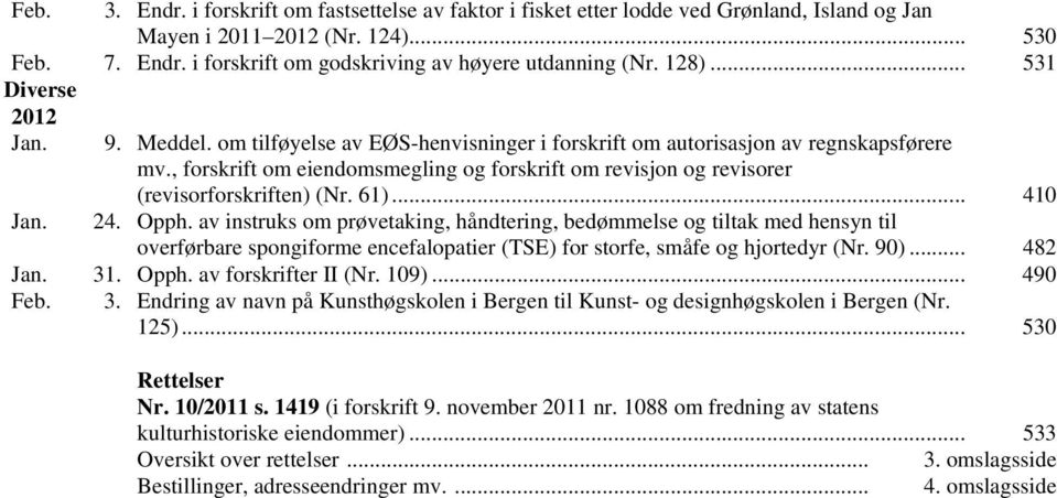 , forskrift om eiendomsmegling og forskrift om revisjon og revisorer (revisorforskriften) (Nr. 61)... 410 24. Opph.