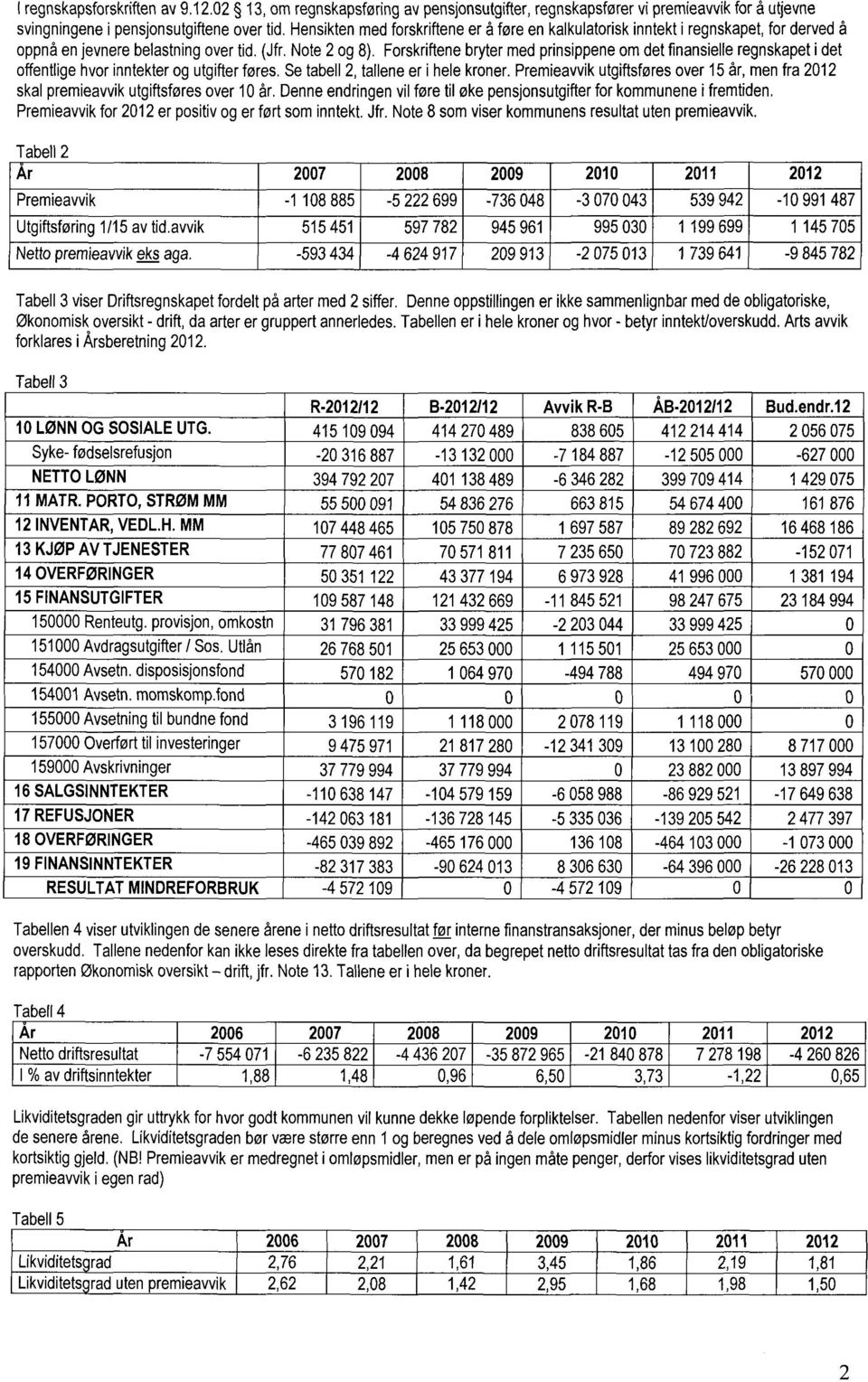 Forskriftene bryter med prinsippene om det finansielle regnskapet i det offentlige hvor inntekter og utgifter føres. Se tabell 2, tallene er i hele kroner.