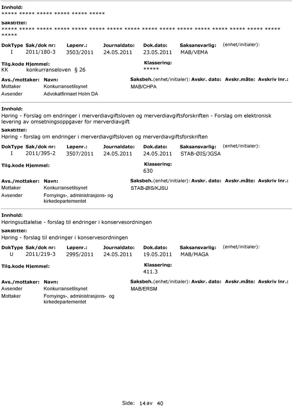 forslag om endringer i merverdiavgiftsloven og merverdiavgiftsforskriften 2011/395-2 3507/2011 STAB-ØS/JGSA 630 STAB-ØS/KJS Avsender Fornyings-, administrasjons- og kirkedepartementet