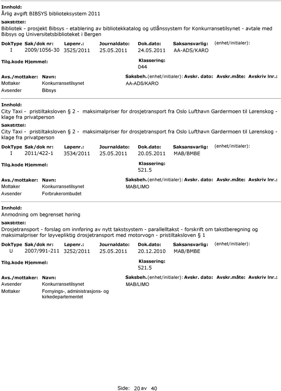 privatperson City Taxi - pristiltaksloven 2 - maksimalpriser for drosjetransport fra Oslo Lufthavn Gardermoen til Lørenskog - klage fra privatperson 2011/422-1 3534/2011 20.05.2011 MAB/BMBE 521.