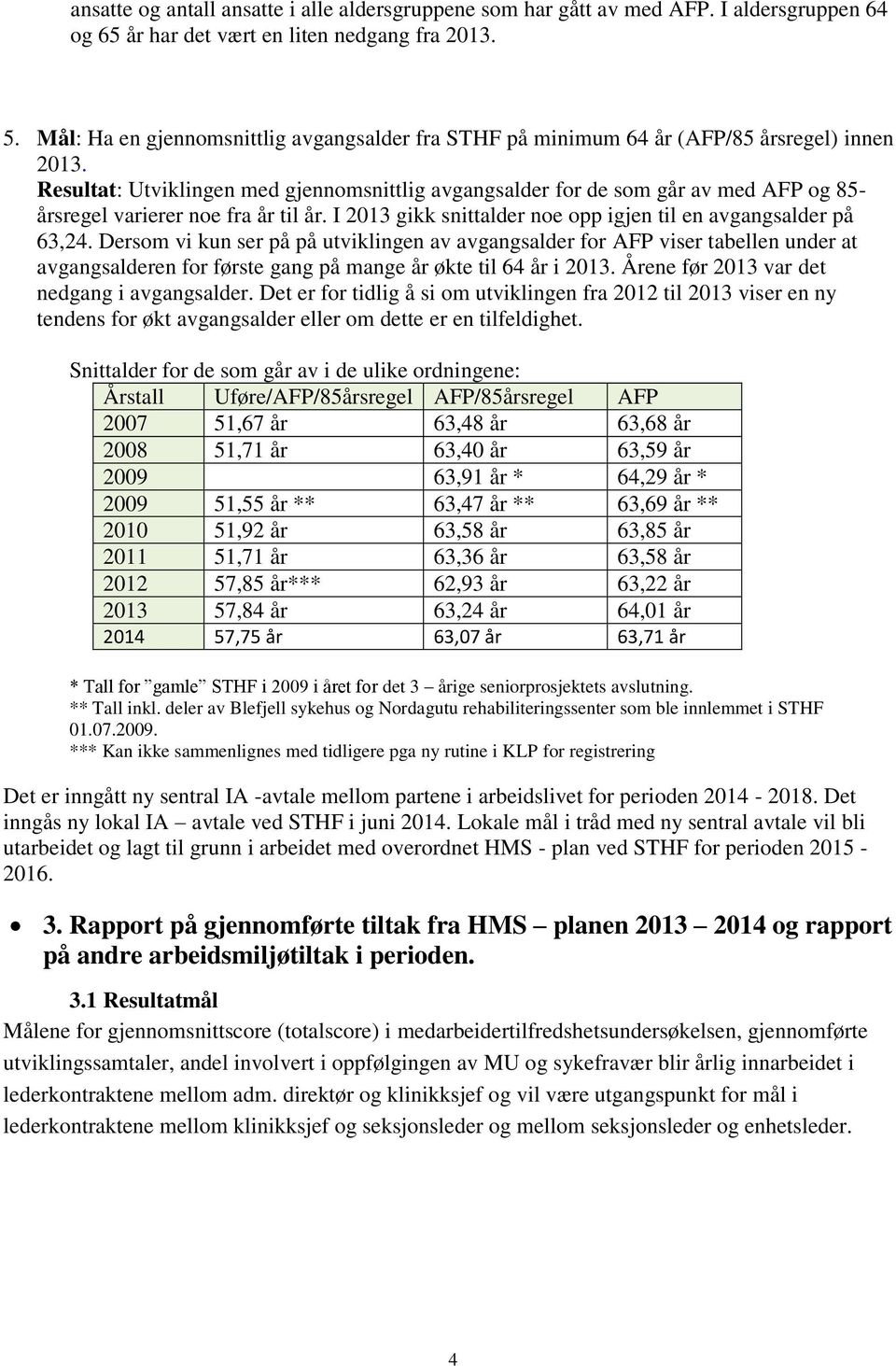 Resultat: Utviklingen med gjennomsnittlig avgangsalder for de som går av med AFP og 85- årsregel varierer noe fra år til år. I 2013 gikk snittalder noe opp igjen til en avgangsalder på 63,24.