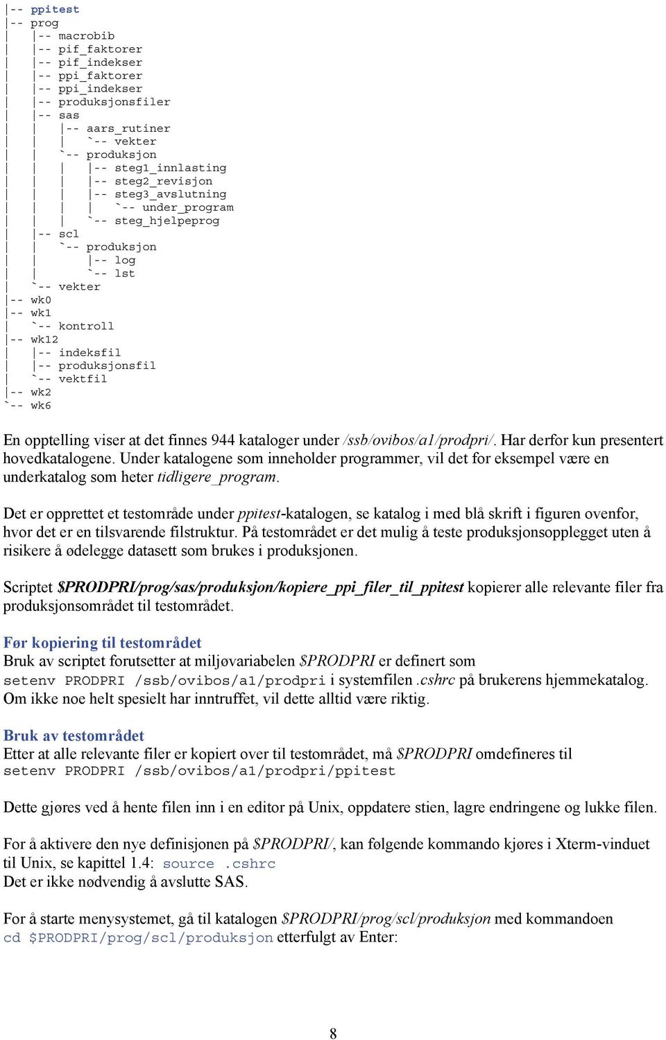 -- wk2 `-- wk6 En opptelling viser at det finnes 944 kataloger under /ssb/ovibos/a1/prodpri/. Har derfor kun presentert hovedkatalogene.