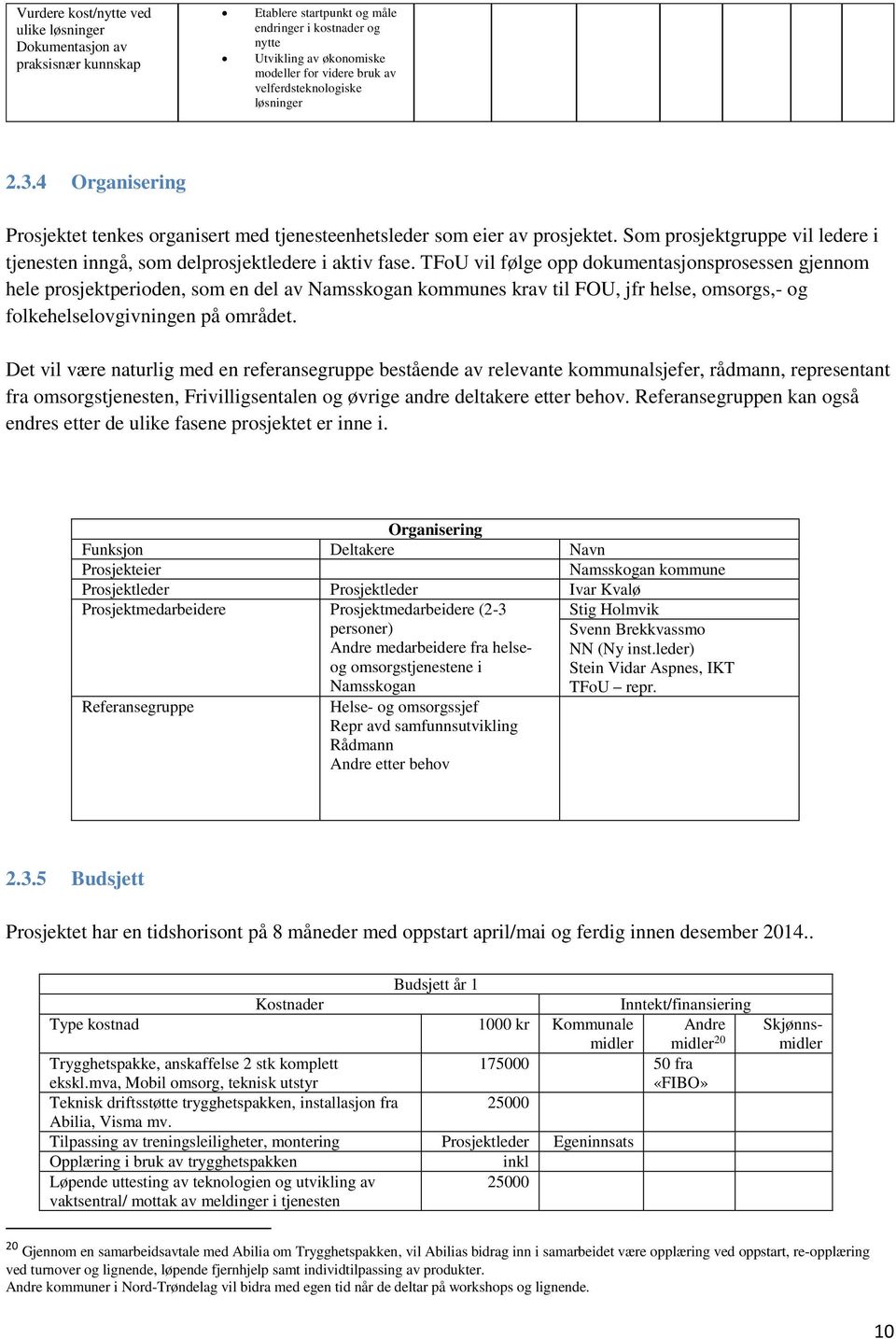 Som prosjektgruppe vil ledere i tjenesten inngå, som delprosjektledere i aktiv fase.