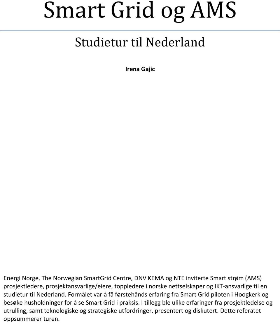 Formålet var å få førstehånds erfaring fra Smart Grid piloten i Hoogkerk og besøke husholdninger for å se Smart Grid i praksis.