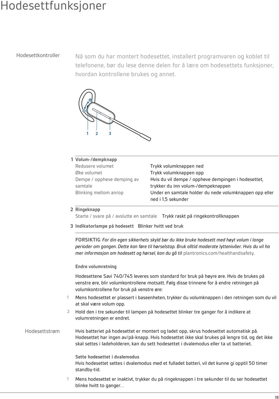 1 Volum-/dempknapp Redusere volumet Øke volumet Dempe / oppheve demping av samtale Blinking mellom anrop Trykk volumknappen ned Trykk volumknappen opp Hvis du vil dempe / oppheve dempingen i