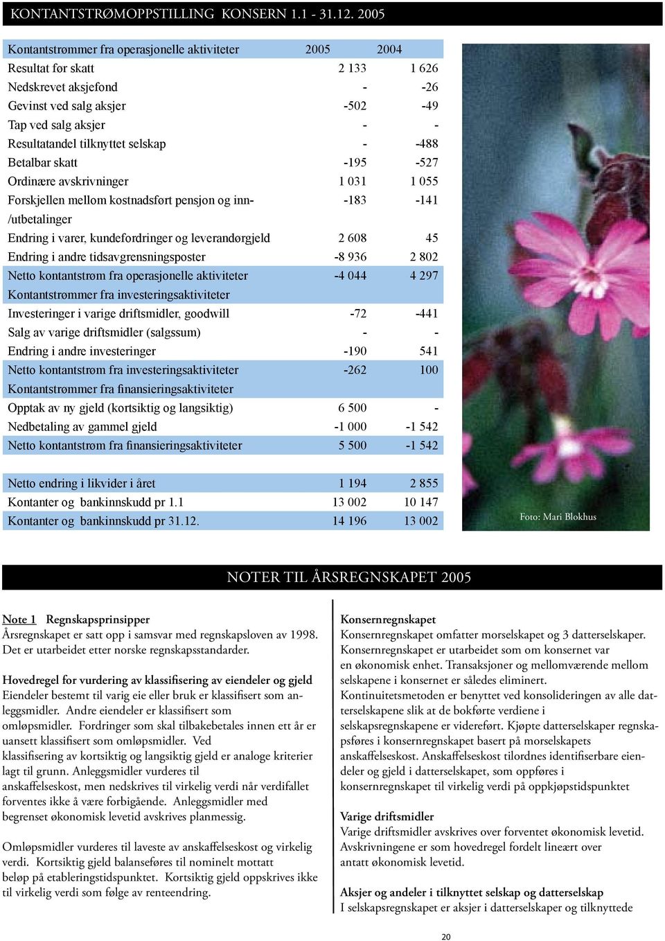 selskap - -488 Betalbar skatt -195-527 Ordinære avskrivninger 1 031 1 055 Forskjellen mellom kostnadsført pensjon og inn- -183-141 /utbetalinger Endring i varer, kundefordringer og leverandørgjeld 2