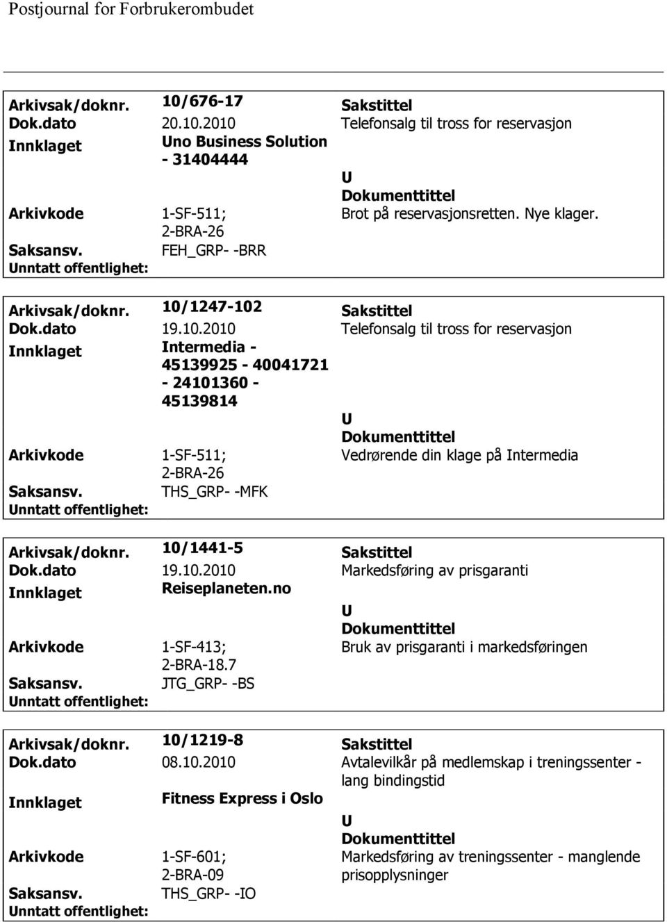 10/1441-5 Sakstittel Dok.dato 19.10.2010 Markedsføring av prisgaranti Reiseplaneten.no 1-SF-413; Bruk av prisgaranti i markedsføringen 2-BRA-18.7 JTG_GRP- -BS Arkivsak/doknr.