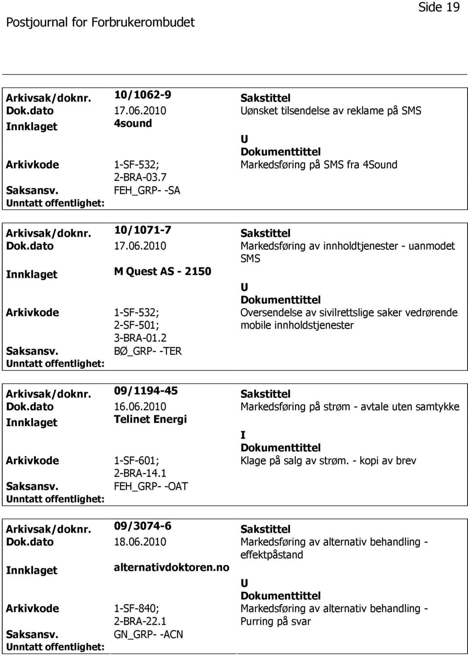 2 BØ_GRP- -TER Oversendelse av sivilrettslige saker vedrørende mobile innholdstjenester Arkivsak/doknr. 09/1194-45 Sakstittel Dok.dato 16.06.