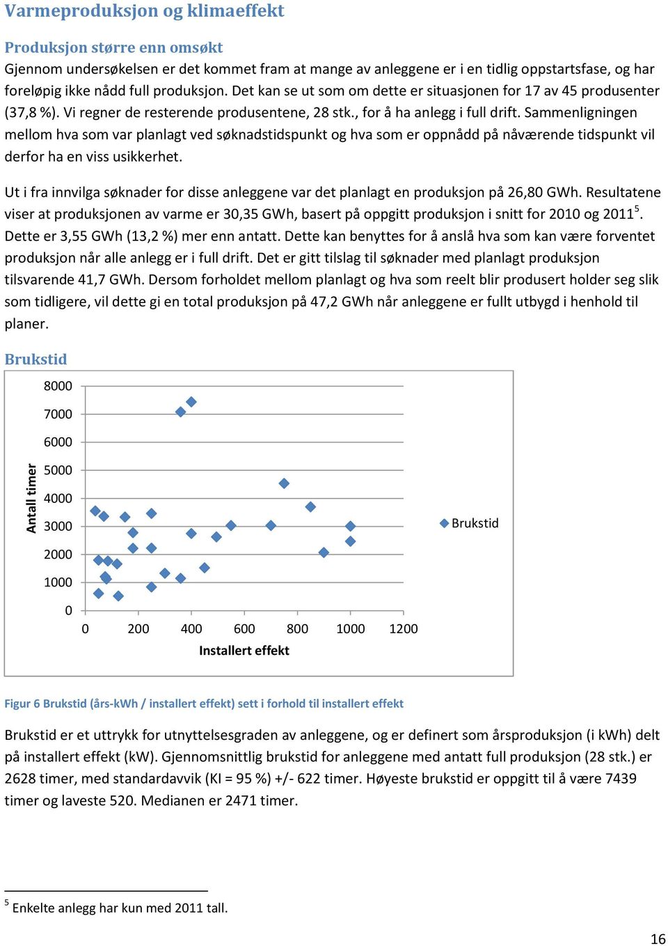 Sammenligningen mellom hva som var planlagt ved søknadstidspunkt og hva som er oppnådd på nåværende tidspunkt vil derfor ha en viss usikkerhet.