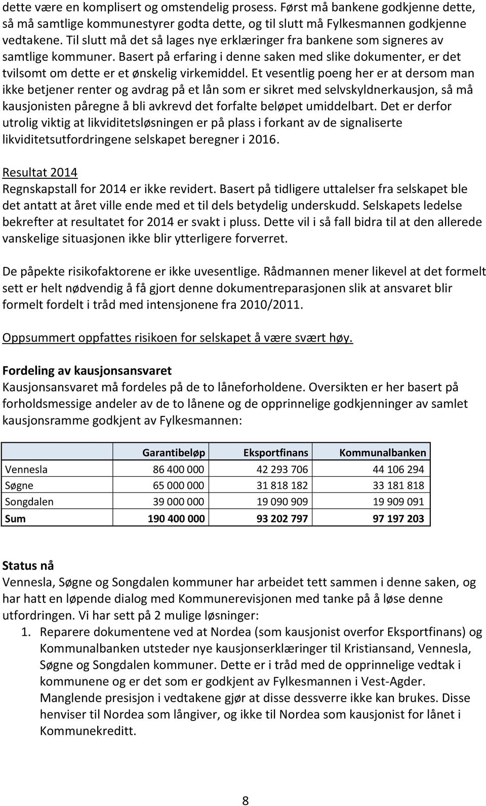 Et vesentlig poeng her er at dersom man ikke betjener renter og avdrag på et lån som er sikret med selvskyldnerkausjon, så må kausjonisten påregne å bli avkrevd det forfalte beløpet umiddelbart.