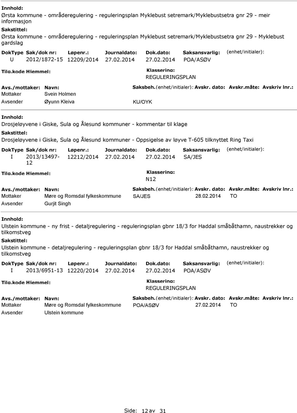 kommentar til klage Drosjeløyvene i Giske, Sula og Ålesund kommuner - Oppsigelse av løyve T-605 tilknyttet Ring Taxi Sak/dok nr: 2013/13497-12 Løpenr.