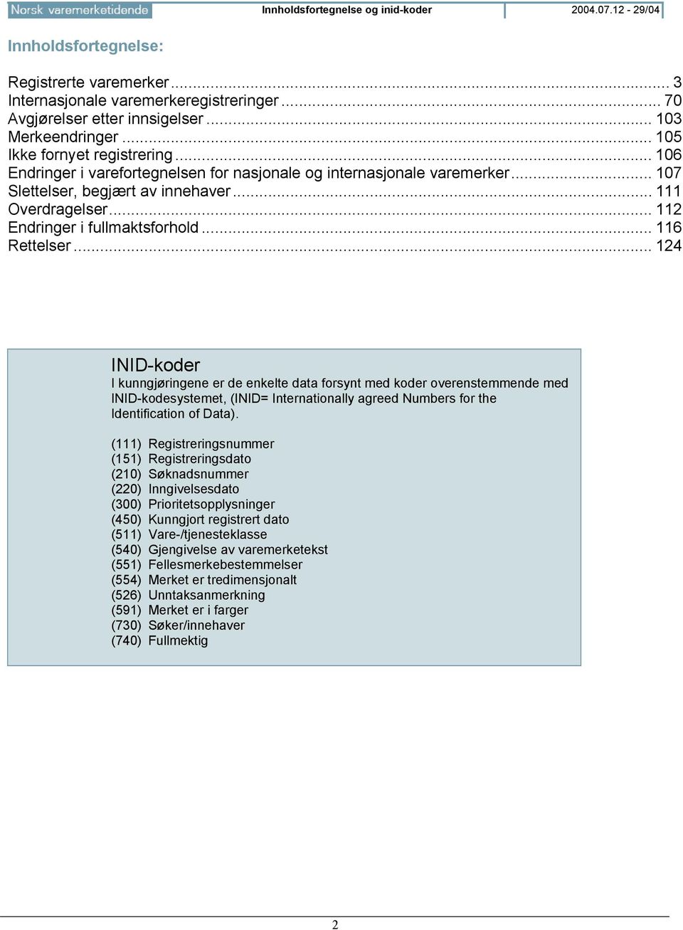 .. 112 Endringer i fullmaktsforhold... 116 Rettelser.