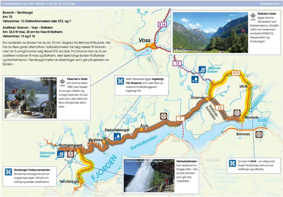 Veinummer: 13 og E 16 For nordsiden av fjorden tar du en 10 min. fergetur fra Brimnes til Bruravik. Her har du flere gode alternativer.