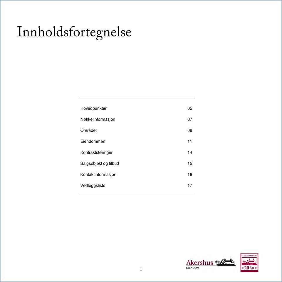 Eiendommen 11 Kontraktsføringer 14