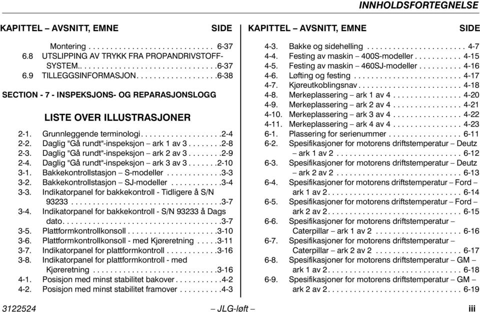 .......2-8 2-3. Daglig "Gå rundt"-inspeksjon ark 2 av 3........2-9 2-4. Daglig "Gå rundt"-inspeksjon ark 3 av 3.......2-10 3-1. Bakkekontrollstasjon S-modeller.............3-3 3-2.