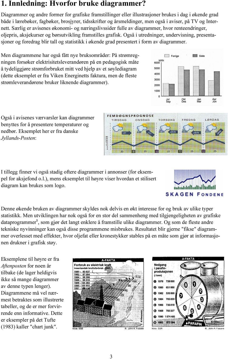 Internett. Særlig er avisenes økonomi- og næringslivssider fulle av diagrammer, hvor renteendringer, oljepris, aksjekurser og børsutvikling framstilles grafisk.