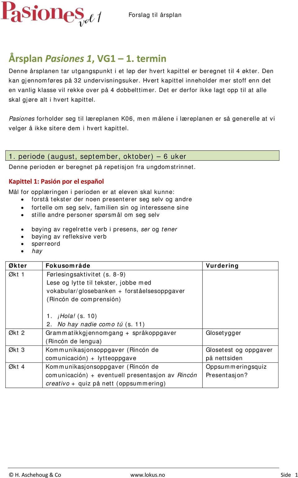 Pasiones forholder seg til læreplanen K06, men målene i læreplanen er så generelle at vi velger å ikke sitere dem i hvert kapittel. 1.