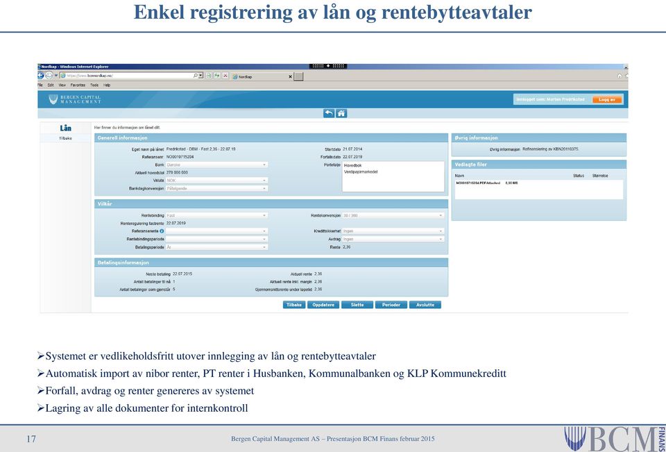 renter, PT renter i Husbanken, Kommunalbanken og KLP Kommunekreditt Forfall,