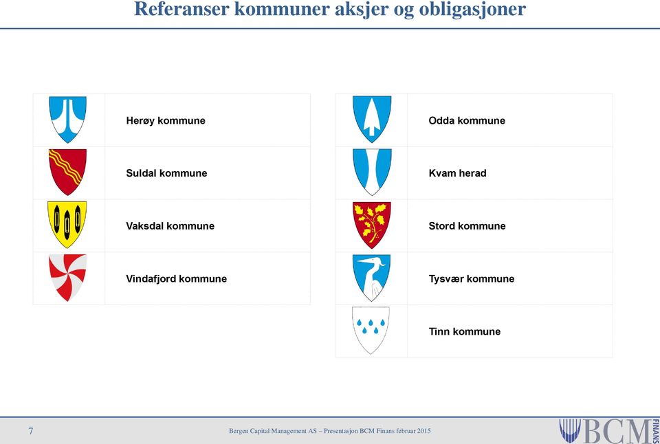 Kvam herad Vaksdal kommune Stord kommune