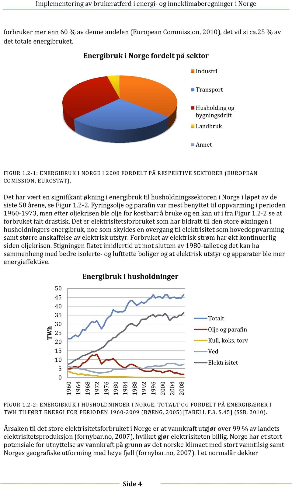 Det har vært en signifikant økning i energibruk til husholdningssektoren i Norge i løpet av de siste 50 årene, se Figur 1.2-2.