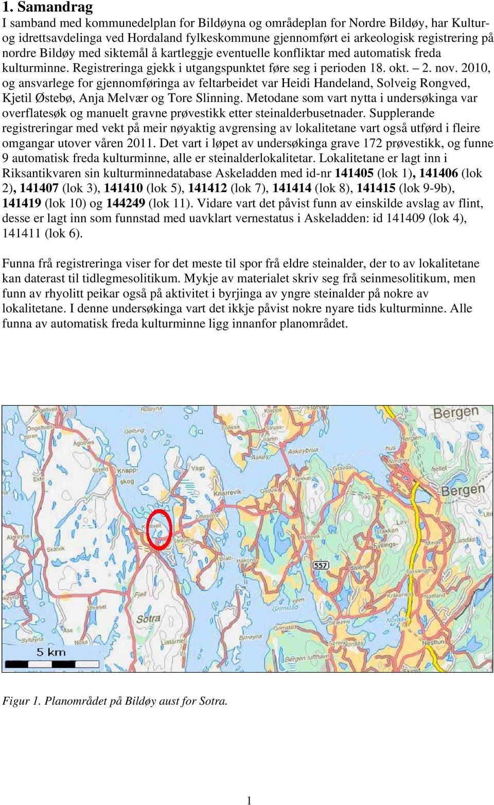 2010, og ansvarlege for gjennomføringa av feltarbeidet var Heidi Handeland, Solveig Rongved, Kjetil Østebø, Anja Melvær og Tore Slinning.