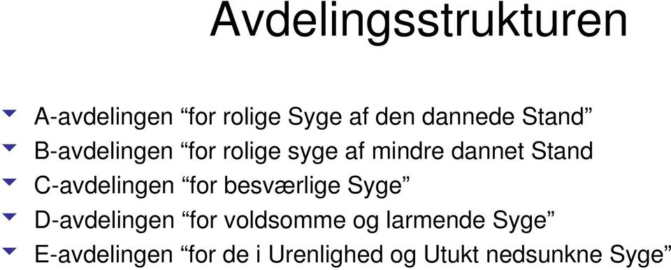 C-avdelingen for besværlige Syge u D-avdelingen for voldsomme og