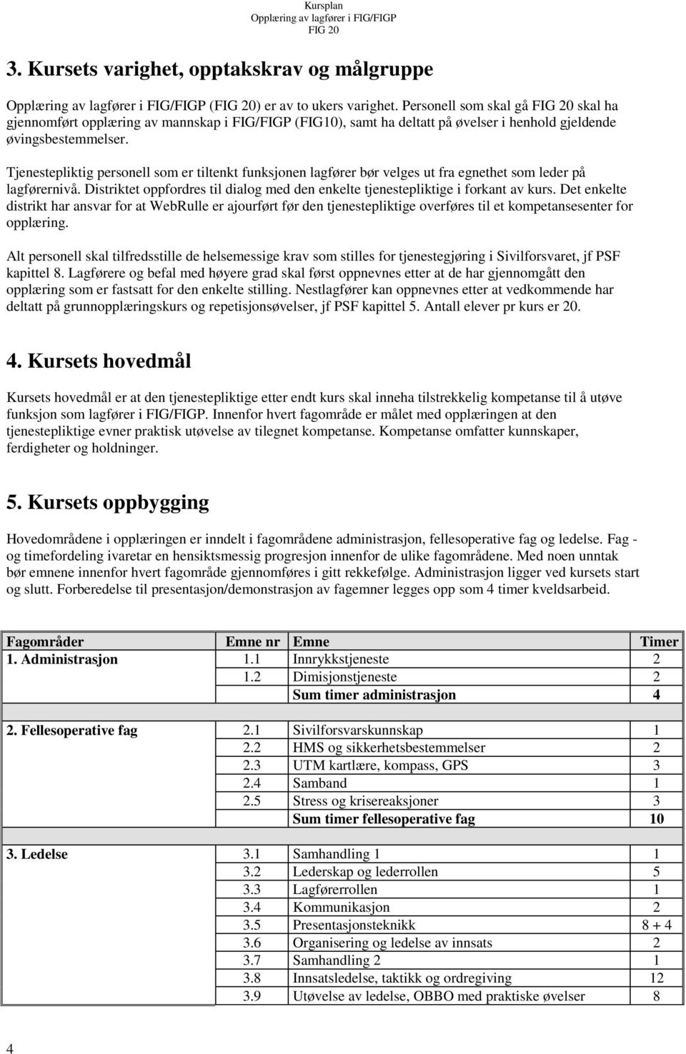 Tjenestepliktig personell som er tiltenkt funksjonen lagfører bør velges ut fra egnethet som leder på lagførernivå. Distriktet oppfordres til dialog med den enkelte tjenestepliktige i forkant av kurs.