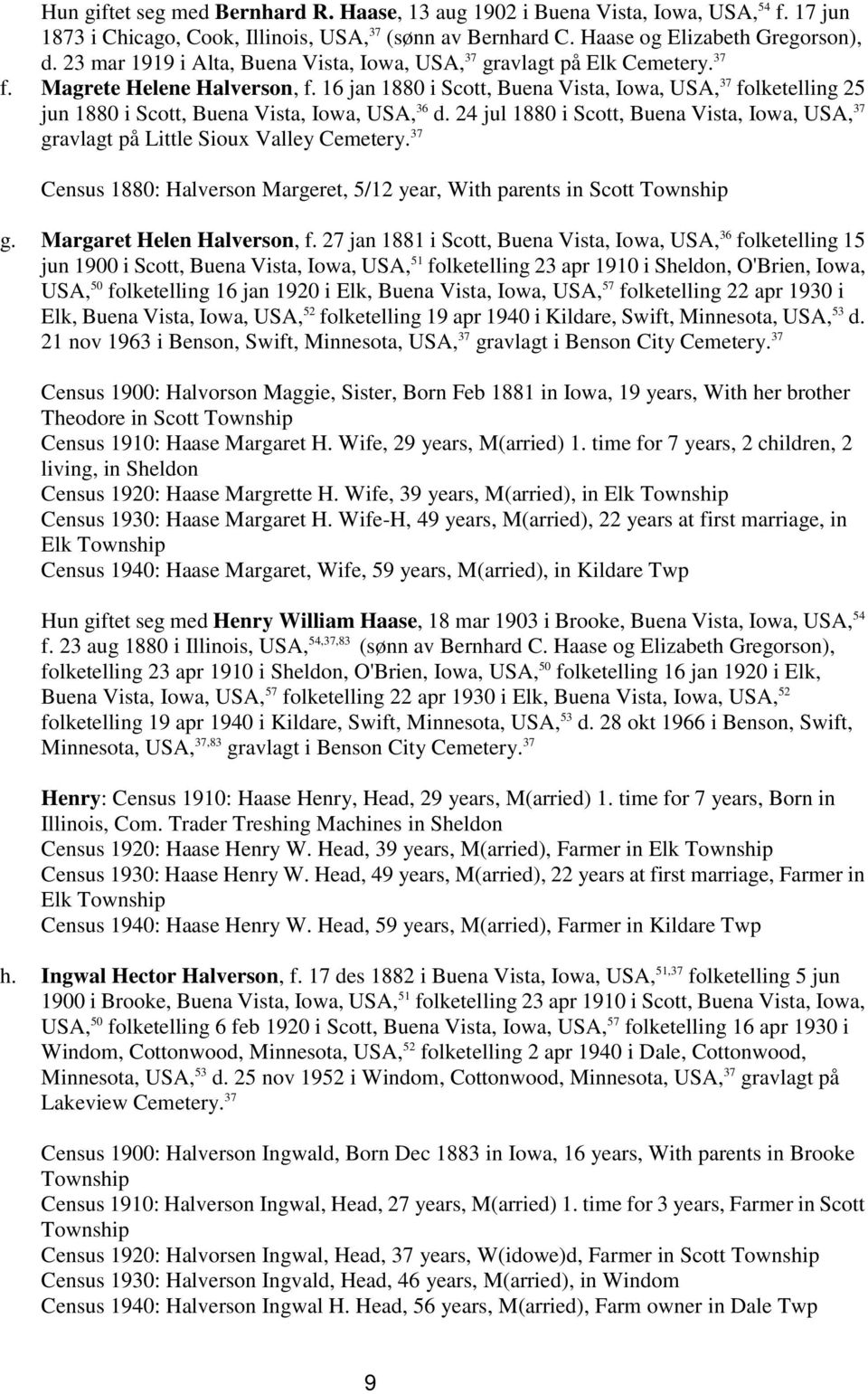 16 jan 1880 i Scott, Buena Vista, Iowa, USA, 37 folketelling 25 jun 1880 i Scott, Buena Vista, Iowa, USA, 36 d.